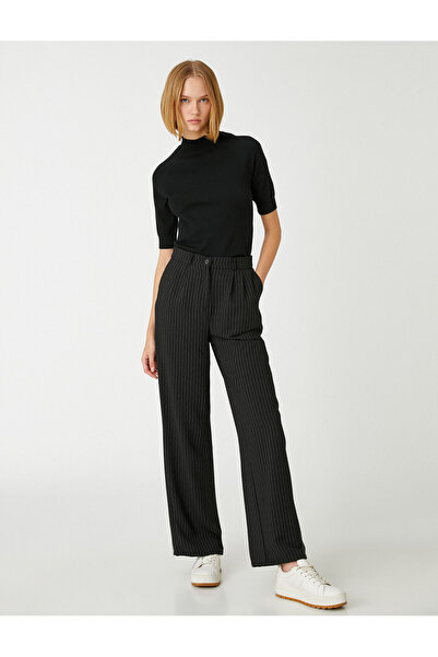 Koton Kurzarm-Strickpullover mit Stehkragen