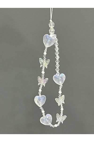 EDELFU Figured Heart and Butterfly Beaded Phone Wrist Strap Phone Charm Case Charm Accessory
