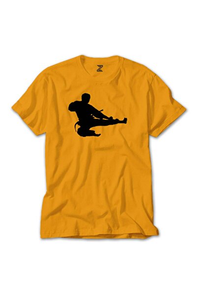 Generic Brand Tricou galben cu siluetă de Taekwondo Karate