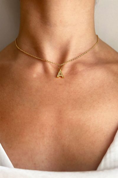 Sose Moda Letter A Gold Chain Necklace
