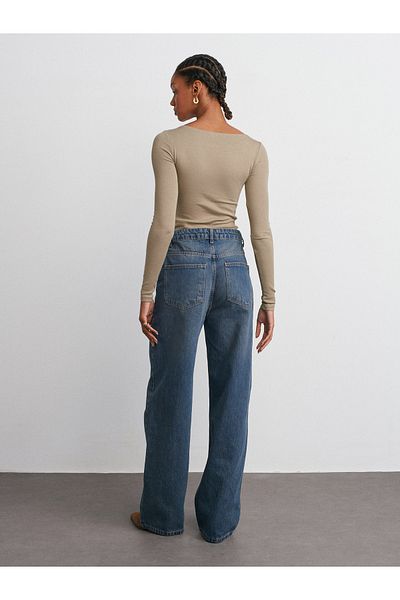 Dilvin Number 71753 - Blue Oversize Denim Trousers