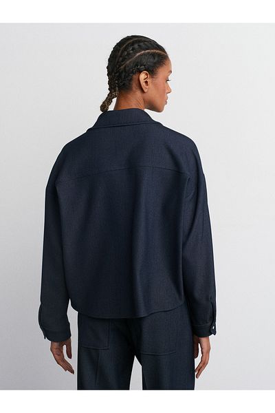 Dilvin 50490 Oversize Shirt-Navy Blue