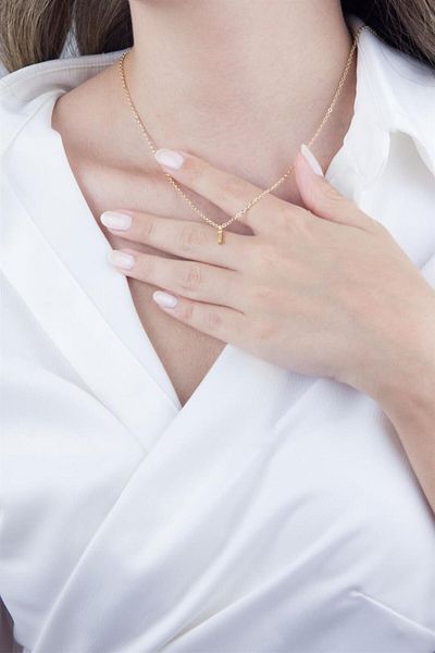 Sose Moda Gold Chain Necklace with Letter I