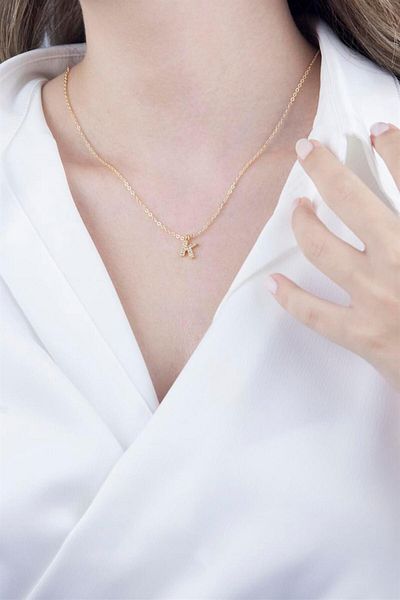 Sose Moda Gold Chain Necklace with Letter K