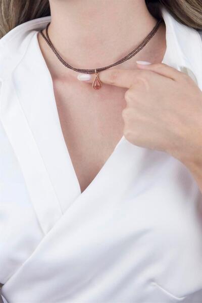 Sose Moda Orange Drop Stone Bead Necklace