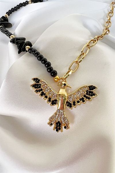 Sose Moda Black Phoenix Necklace