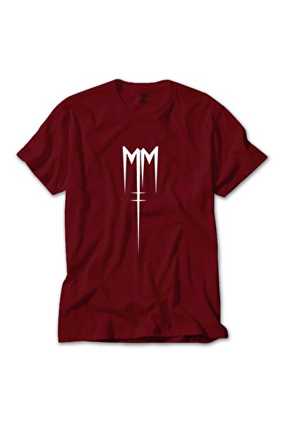 CrowsGate Tricou colorat cu logo Marilyn Manson Born Villain, culoare roșie, ...