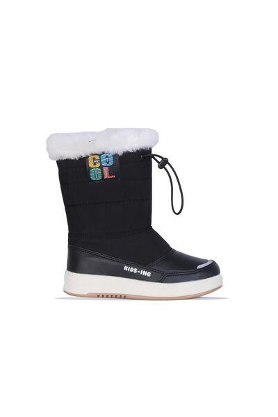 Skuaıter P2401 Μαύρες γούνινες μπότες για κορίτσια