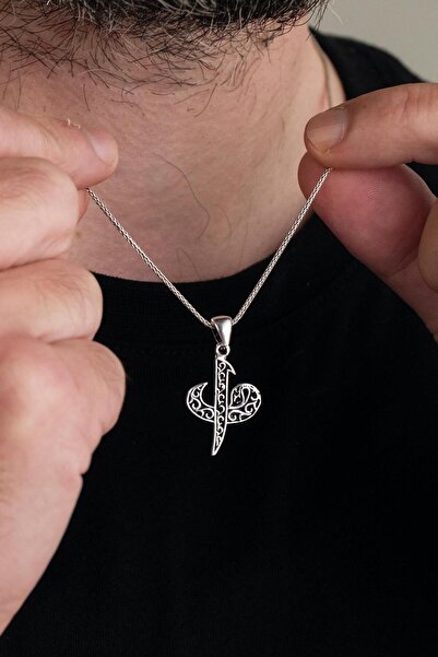 Tmt Silver Gümüş Vav Elif Harfli Erkek Kolye