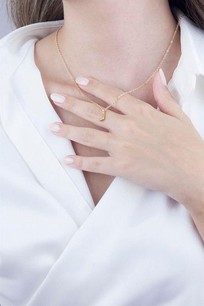 Sose Moda Gold Chain Necklace with Letter J