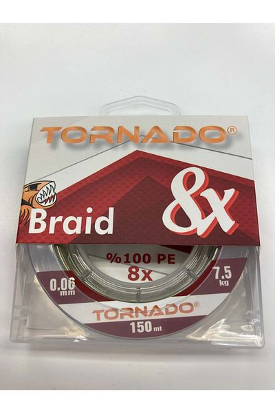 Tornado Pack of 8 Multicolor 1pcs - 0.06mm 7.50kg 150m Braid