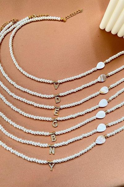 Sose Moda أنا Harfli Incili Tasarım Kolye