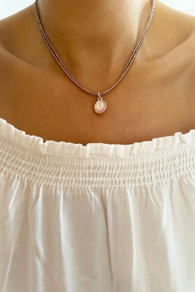 Sose Moda Bead Necklace - Powder Stone Detailed