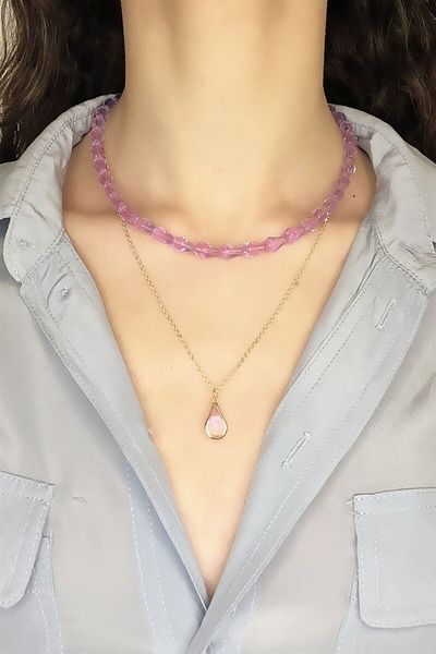 Sose Moda Lilac Drop Pendant Multiple Necklace