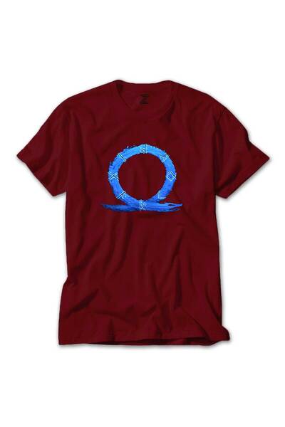 CrowsGate Tricou colorat cu logo albastru God of War Ragnarok, culoare roșie,...