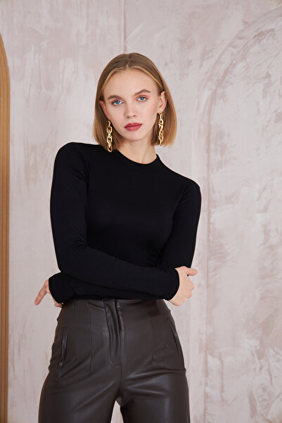 LOOKMEG Bluză de corp cu mânecă lungă din bumbac Leila pentru femei