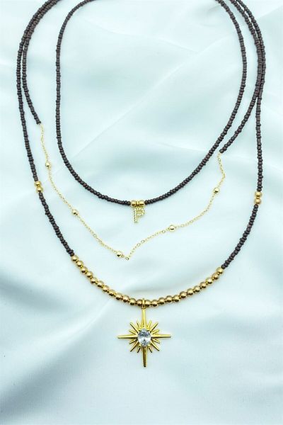 Sose Moda Set of 3 Bead Necklaces with Letter P