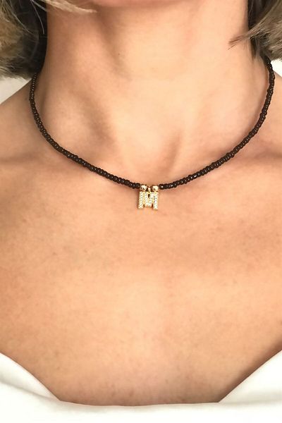 Sose Moda Letter M Bead Necklace