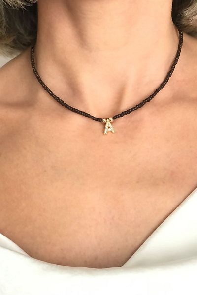 Sose Moda Letter A Bead Necklace