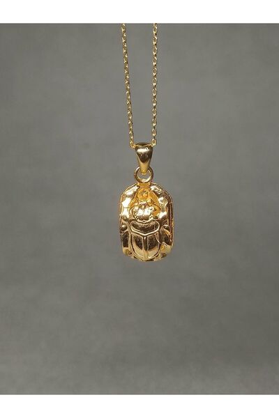 TREND 925 Ayar Gümüş Scarab Kolye, Antil Mısır Altın Böcek Kolye, Sevgililer Günü Hediyesi Kadın Kolye