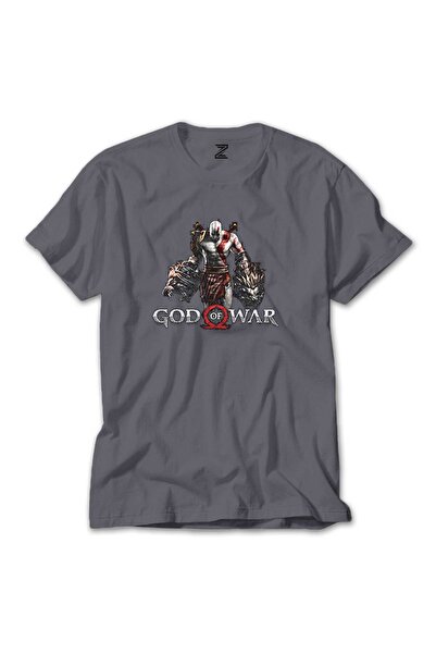 WAKHA تي شيرت إله الحرب كراتوس الأسد باللون الرمادي