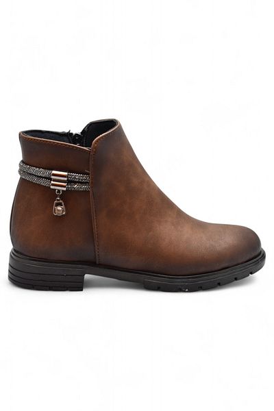 ISPARTALILAR 450Z Zippered Daily Γυναικείες Μπότες Παπούτσια Winter Rhinestone Μαύρες Flat Γυναικείες Μπότες