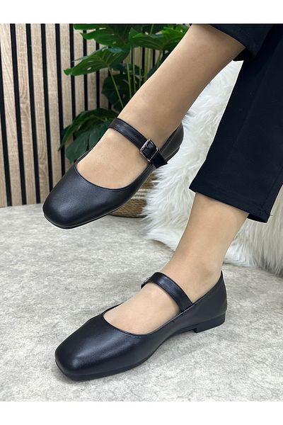 İmerShoes Pantofi de damă, moale, confortabili, cu cataramă balerină neagră - 506