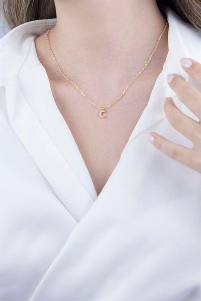 Sose Moda C Letter Gold Chain Necklace