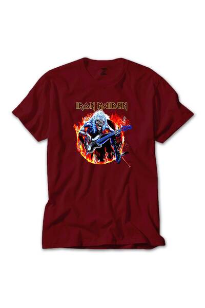 Generic Brand Iron Maiden majica u vatrenim bojama, crvena boja, veličina 4XL