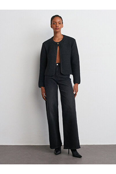Dilvin Модель 71750 - Чорні широкі штани з еластаном