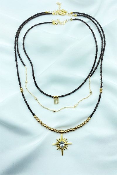 Sose Moda Set of 3 D Letter Bead Necklaces