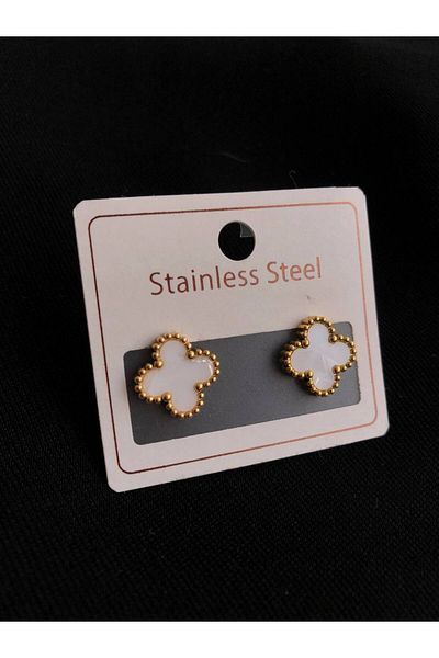 Cheecky Chic Gold White Colored 316L Steel Earrings