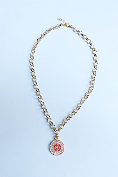 Sose Moda Orange Zodiac Medallion Pendant Double Necklace