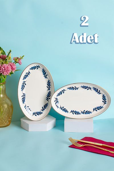 Porsima 800486   Bone China 2-Piece Porcelain Presentation Set with Dinner and Boat Plate