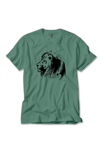 WAKHA Black Lion Silhouette Green T-shirt