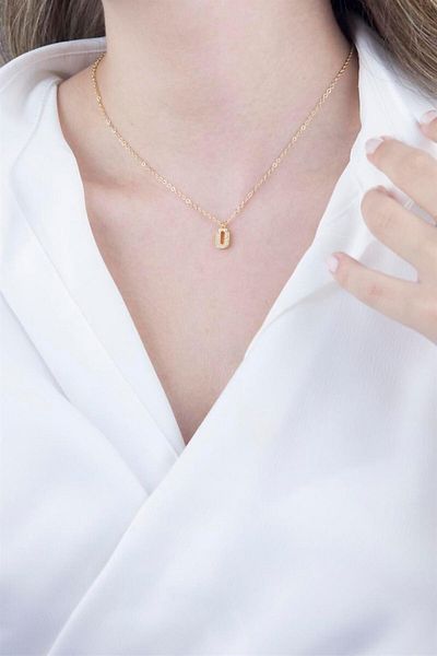 Sose Moda Gold Chain Necklace with Letter U