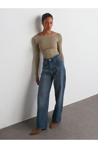 Dilvin Number 71753 - Blue Oversize Denim Trousers