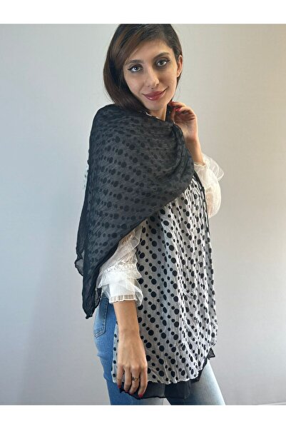 Gönülden Tasarım Двошаровий жіночий шарф з пуантиєвим візерунком 170X50 см, сірий