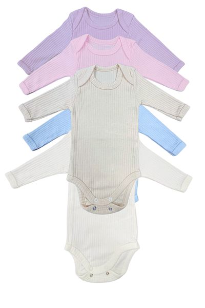Akface Cotton Combed Cotton Snap Fastener Newborn and Baby Long-Sleeved Corded Bodysuit