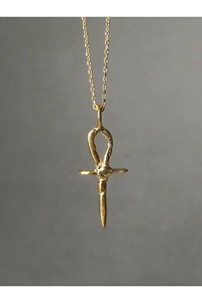 TREND 925 Ayar Kaplama Ankh Gümüş Kolye, Antik Mısır Sembolik Kolye, Sevgililer Günü Hediyesi