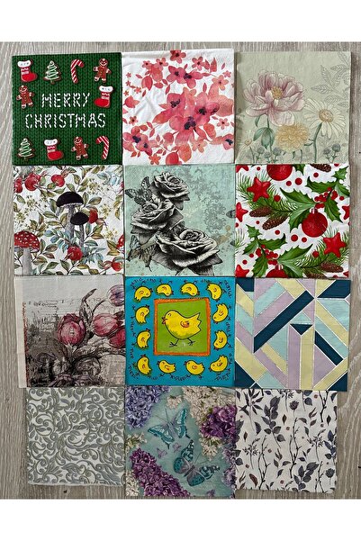 PeçeteAtölyesi Dekupaj Peçete Lotu 12 Adet