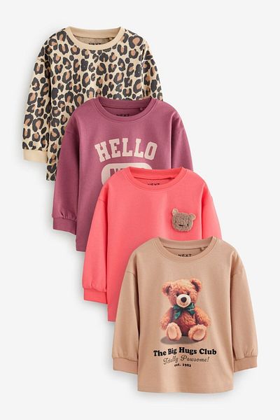 Next Baby Cotton Brown Cinnamon Long Sleeve Leopard Print Sweat Set of 4