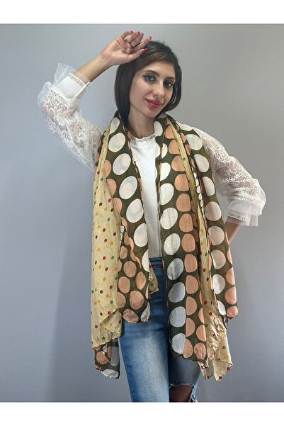Gönülden Tasarım 165X105 см Пунтикований кольоровий жіночий шарф-хустку жовтий