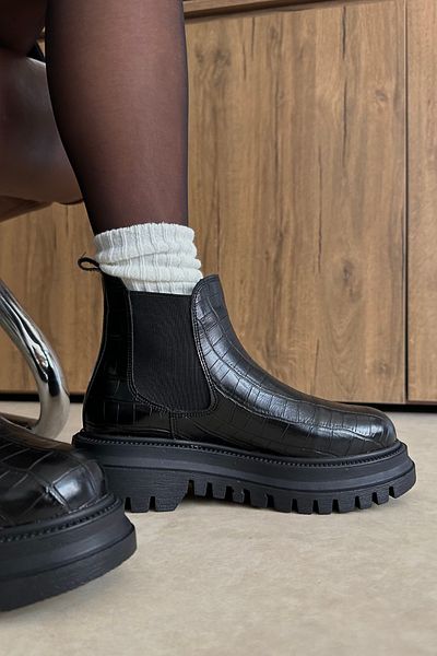 Mupa Shoes Μαύρα Crocodile Γυναικείες Μπότες