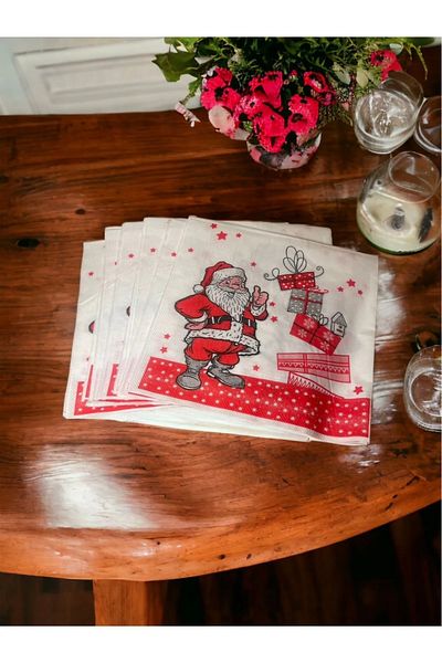 asöy Christmas Napkin Santa Claus Patterned New Year's Napkin 1 Pack of 20 Printed Christmas Napkin
