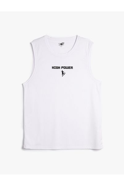 Koton Sport-Tanktop mit entspanntem Schnitt, Slogan-Aufdruck, ärmellos, Rundhalsausschnitt