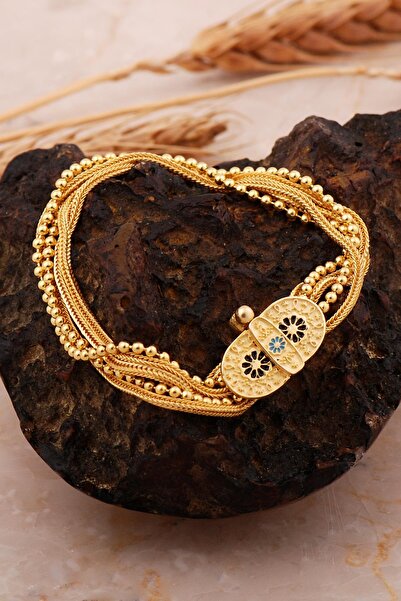 Sümer Telkari Midyat Hasırı Altın Kaplama Gümüş Mineli Akıtma Bileklik 4715