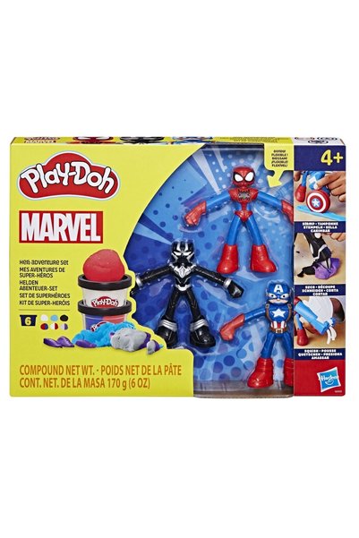 Hasbro PLAY-DOH MARVEL КОМПЛЕКТ 3 ЕКШЪН ГЕРОИ И АКСЕСОАРИ