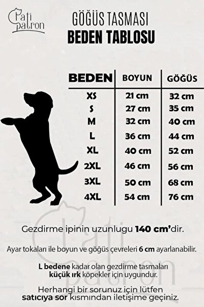 Patipatron Kaçış Önleyici Köpek Göğüs Tasma Seti Küçük Irk Ve Büyük Irk Köpek Gezdirme Tasması