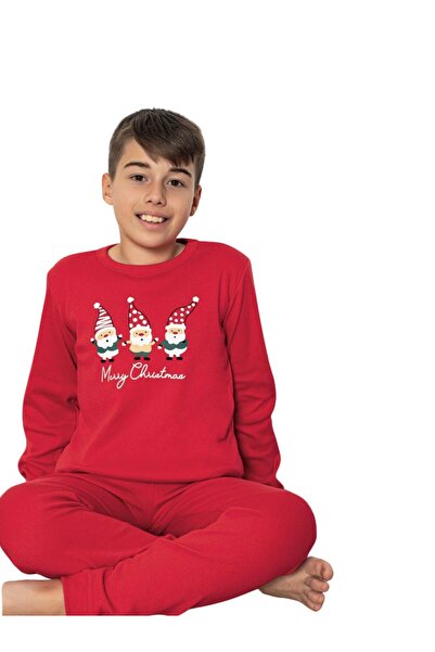 YusGos Santa Claus Printed Cotton Boys' New Year Family Pajamas Set